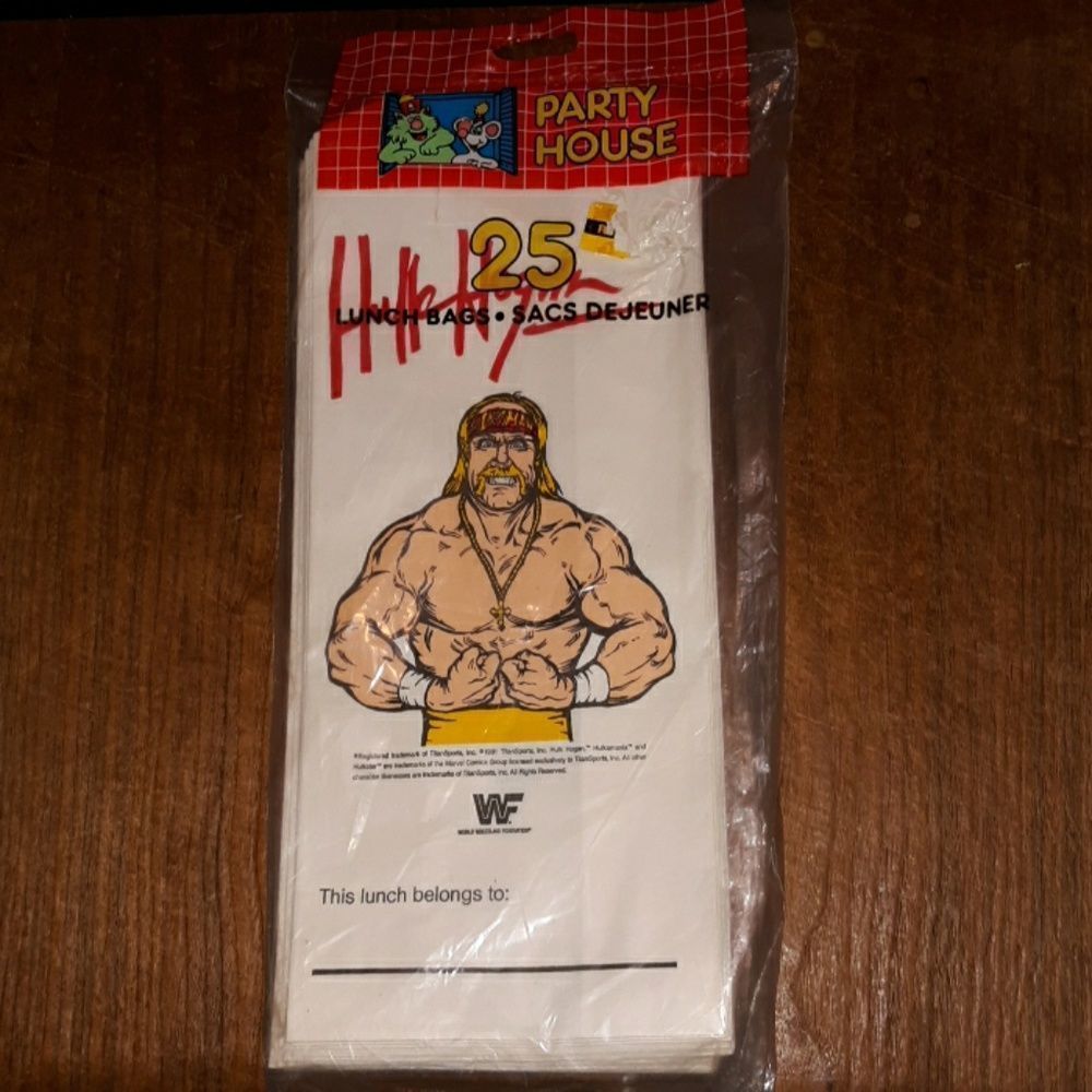 NOS Hollywood Hulk Hogan‎ WWF WWE WCW 1991 Party House 25 Wrestling Lunch Bags